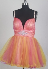 Sweet Short Straps Mini-length Orange Prom Dress LHJ42848