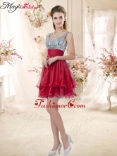 Wonderful Straps Sequins and Ruching Prom Dresses in Wine Red BMT072-6FOR 