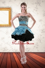 Zebra Printed Strapless Short Prom Gown with Ruffles and Pick Ups XFNAO435TZBFOR
