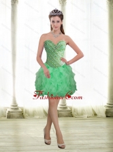 2015 Fashionable Apple Green Prom Dresses with Beading and Ruffles SJQDDT13003FOR
