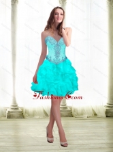 2015 Fashionable Beading and Ruffles Aqua Blue Prom Dresses with Sweetheart SJQDDT16003FOR
