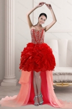 2015 Fashionable High Low Prom Dresses with Beading and Ruffles XFNAO5781TZBFOR