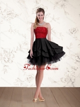 2015 Fashionable Strapless Beading Prom Dresses in Red and Black QDZY597TZCFOR