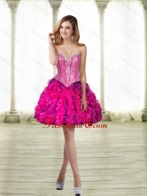 2015 Fashionable Sweetheart Multi Color Prom Dresses with Beading and Ruffles SJQDDT24003FOR