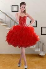 2015 Fashionable Sweetheart Ruffles Red Prom Gown with Beading XFNAO5793TZBFOR