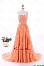 2016 Summer Empire One Shoulder Prom Dresses with Hand Made Flowers DBEES199FOR