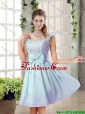 A Line Straps Bowknot Short Prom Dresses with Bowknot BMT010B-2FOR