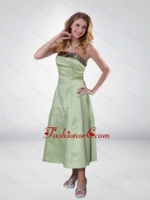 Fashionable Apple Green Strapless Ankle Length Camo Prom Dresses CMPD043FOR