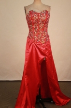 Beautiful A-line Sweetheart-neck Floor-length Red Beading Prom Dresses Style FA-C-177