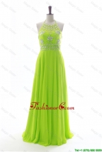 Brand New Halter Top Spring Green Long Prom Dresses with Beading DBEES007FOR