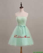 Cheap Ruching and Belt Apple Green Short Prom Dresses for 2016 DBEES294FOR