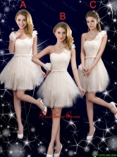 Classical Belt One Shoulder Prom Dresses in Champagne BMT064BFOR