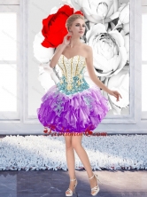 Classical Mini Length Beaded Prom Dresses with Appliques for 2015 SJQDDT39003-2FOR