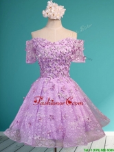 Classical Off the Shoulder Lilac Prom Dress with Appliques and Beading BMT0121DFOR