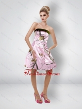 Fashionable Short Strapless Baby Pink Camo Prom Dresses CMPD022FOR