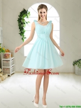 Comfortable Straps Light Blue Prom Dresses with Hand Made Flowers BMT052DFOR