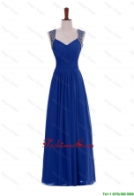 Custom Made Empire Straps Beaded Prom Dresses in Blue for 2016 DBEES339FOR