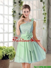 Custom Made One Shoulder Lace 2016 Prom Dresses with Bowknot BMT010C-3FOR