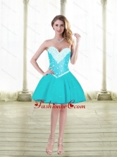 Cute Ball Gown Sweetheart Prom Dresses with Beading in Aqua Blue SJQDDT88003FOR