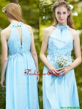 Discount Halter Top Light Blue Prom Dress with Appliques BMT0110AFOR