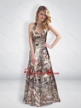 Fashionable A Line Halter Top Multi Color Camo Prom Dresses with Brush Train CMPD062FOR