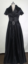 Elegant Empire Floor-length Black Taffeta Prom Dress LHJ42838