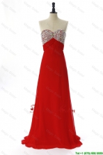 Exquisite 2016 Winter Beading Red Prom Dresses with Sweep Train DBEES240FOR