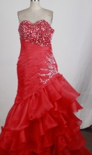 Exquisite A-line Sweetheart Floor-length Red Prom Dress LHJ42857
