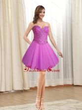 Fashionable 2015 Short Tulle Sweetheart Fuchsia Prom Dresses with Beading SJQDDT12003-1FOR