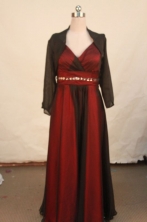 Fashionable A-line V-neck Floor-length Red Beading Prom Dresses Style FA-C-224