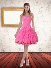 Fashionable Baby Pink Sweetheart Prom Dress with Beading and Ruffled Layers PDZY724TZCFOR