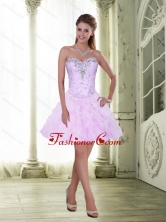 Fashionable Knee Length Beading and Ruffles 2015 Prom Dresses SJQDDT2003FOR 