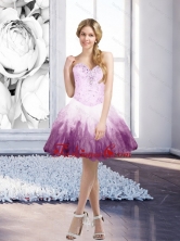 Fashionable Multi Color Short Prom Dresses with Beading and Ruffles for 2015 SJQDDT7003FOR