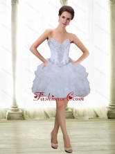 Fashionable Short Beading and Ruffles White 2015 Prom Dresses with Sweetheart SJQDDT16003-1FOR