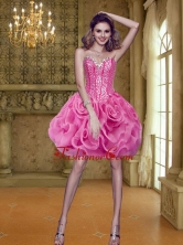 Fashionable Short Sweetheart Rolling Flowers Fuchsia Prom Dresses for 2015 SJQDDT19003FOR