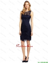 Gorgeous Column Bateau Laced Prom Dresses in Black for 2016 DBEE110FOR