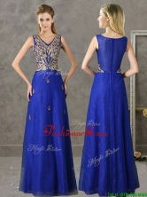 Gorgeous V Neck Appliques and Beading Prom Dress in Royal Blue BMT0139-2FOR