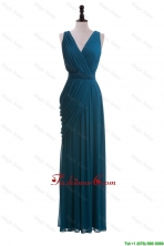 Gorgeous V Neck Belt and Ruching Long Prom Dresses for 2016 DBEES247FOR