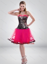 Fashionable Hot Pink A Line Strapless Camo Prom Dress with Beading for 2015 CMPD002FOR