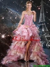 Informal High Low Beaded Multi Color Prom Dresses with Ruffles QDDTA110004FOR