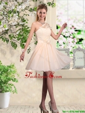 Lovely One Shoulder Prom Dresses with Hand Made Flowers BMT044AFOR