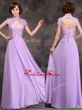Low Price High Neck Cap Sleeves Lavender Long Prom Dress BMT0171CFOR