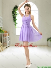 Modest Halter Top Hand Made Flowers Prom Dresses in Purple BMT051AFOR