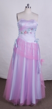 Modest empire sweetheart-neck floor-length appliques lilac multi prom dresses FA-X-136