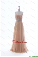 Most Popular Beading Long Prom Dresses in Peach for 2016 Summer DBEES004FOR