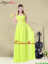 New Arrivals Empire Straps Belt Fashionable Prom Dresses in Yellow Green BMT008-10EFOR