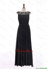 New Style Bateau Lace Long Prom Dresses in Black for 2016 DBEES036FOR