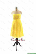 New Style Yellow Short Prom Dresses with Ruching for 2016 DBEES028FOR