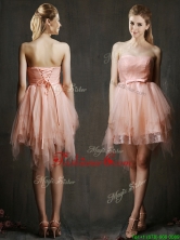 Popular Belted and Ruffled Short Prom Dress in Watermelon Red BMT0104B-1FOR