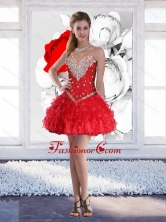 Red Short Sweetheart Elegant Prom Dresses with Beading for 2015 SJQDDT78003FOR